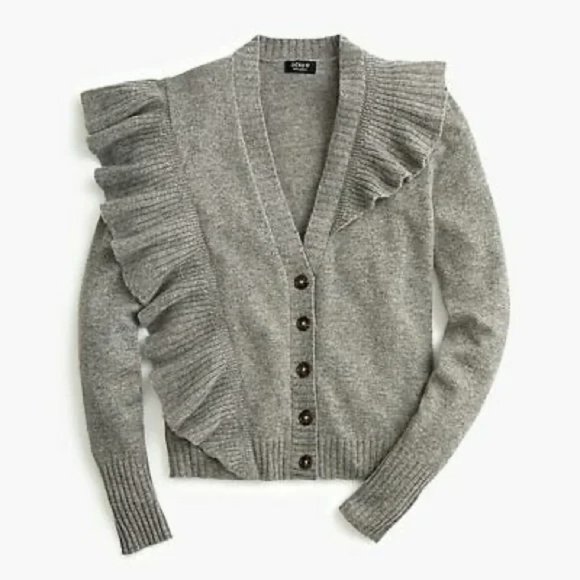 J. Crew Sweaters - J. Crew Everyday Cashmere Ruffle Knit Cardigan Size S EUC